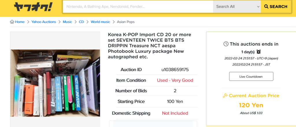 Yahoo auctions Kpop