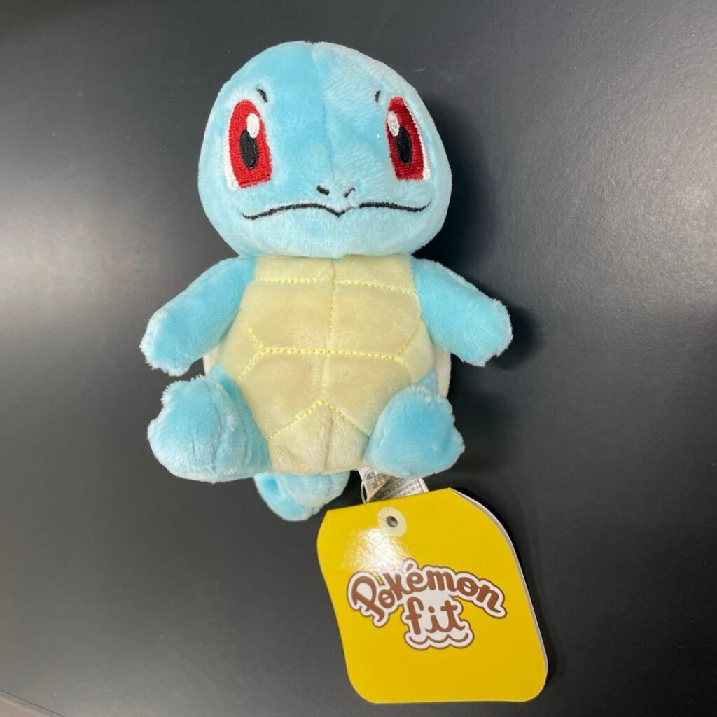 Squirtle plush with a Pokémon fit tag
